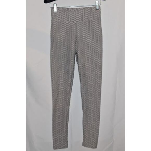 Womans Gray High Waisted TikTok Honeycomb Butt Lift Leggings Size Small - Picture 1 of 7